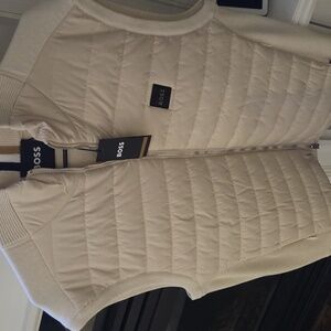 Boss Men's Light Cream Quilted Vest